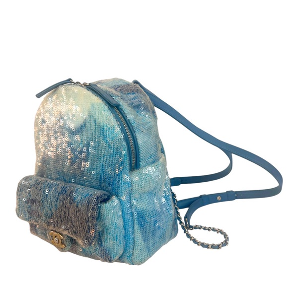 Chanel  Sequin Tri-color Waterfall Backpack Light Blue - Picture 4 of 11